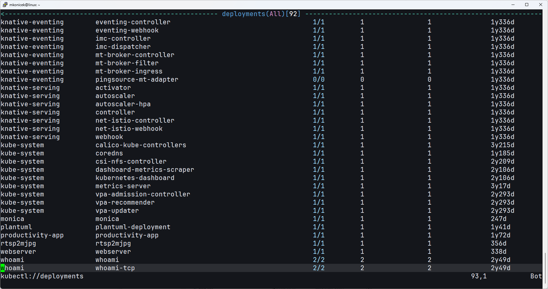kubectl.nvim running inside Neovim