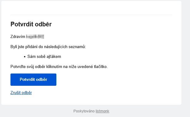 Náhled potvrzovacího e-mailu